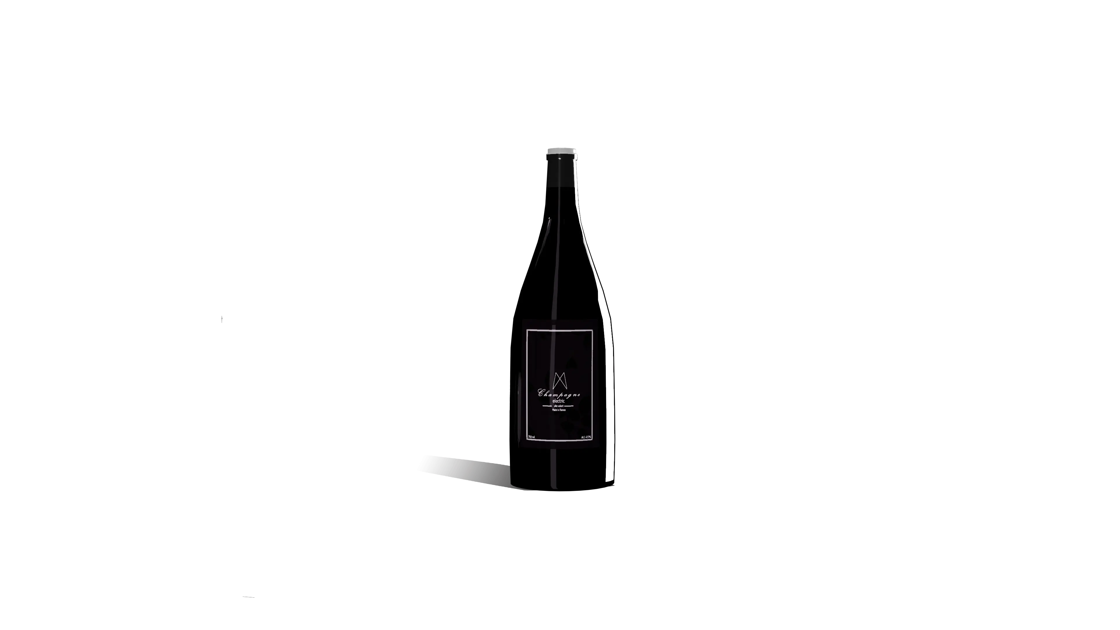 Black champagne bottle